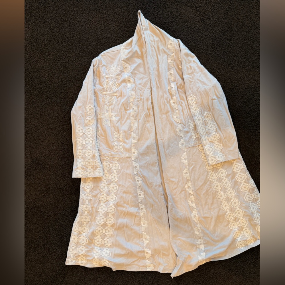 Sundance Grey and Cream Southwest Embroidered Jacket Cardigan
